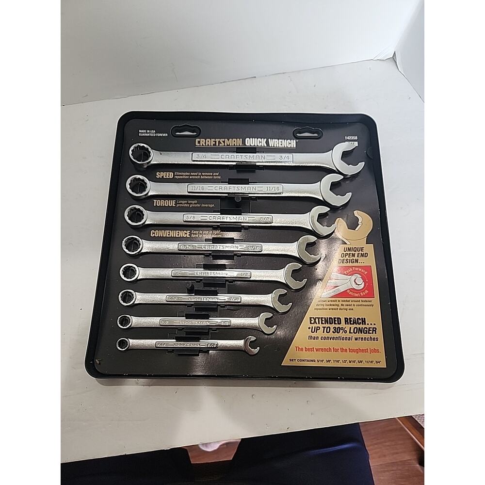 Craftsman Wrench Set 942358 8 Piece 5/16, 3/8, 7/16,1/2,9/16,5/8,11/16 And 3/4